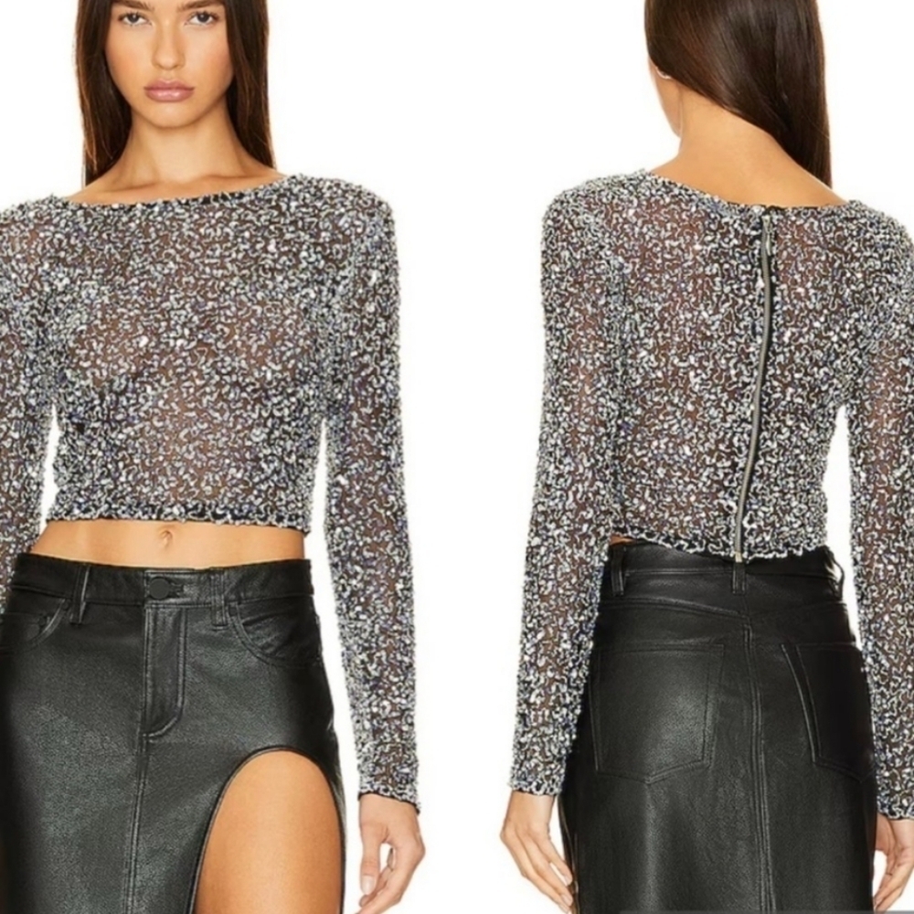 Retrofete Elegant Black and White Sheer Top - Picture 1 of 7